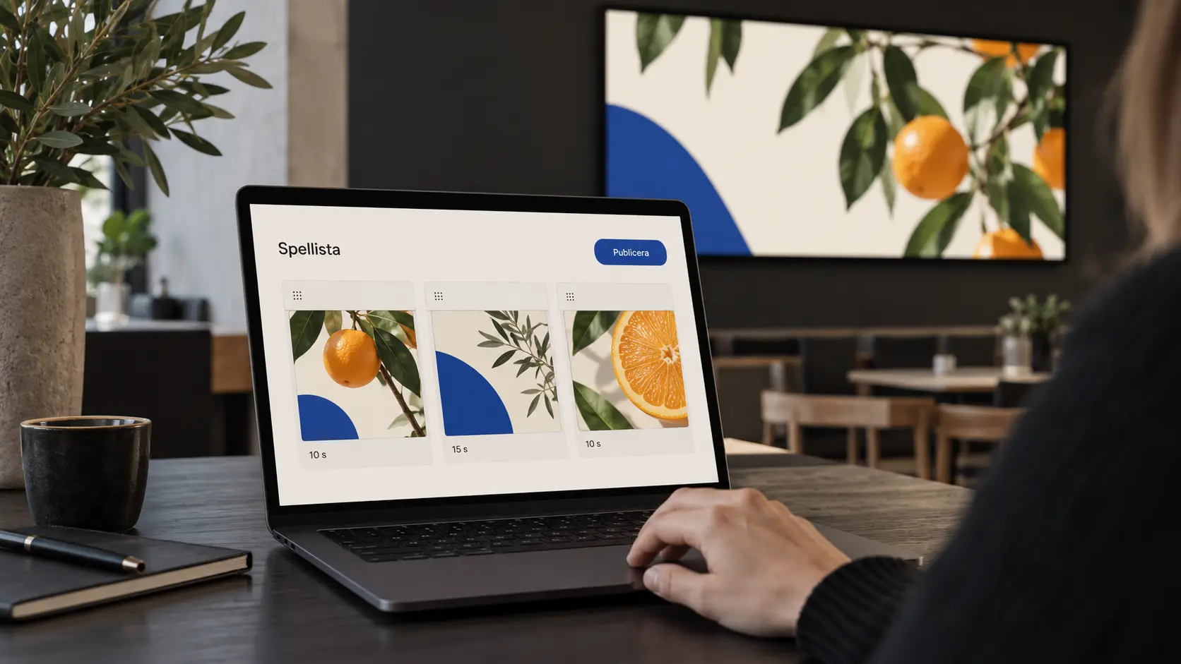 Spellistevyn i oweon med förhandsbilder och visningstider
