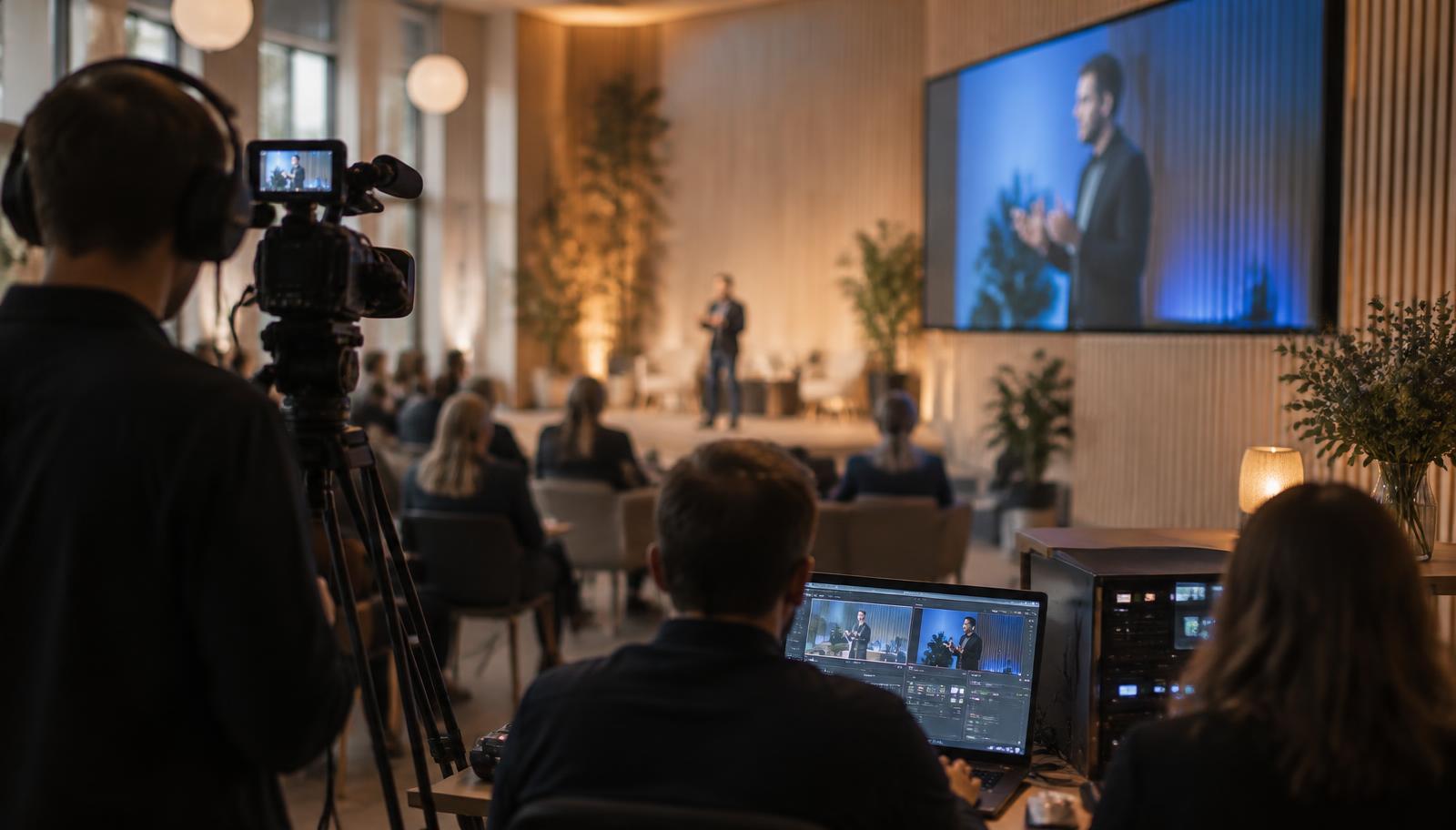 Livesändning från ett event som visas på en stor skärm